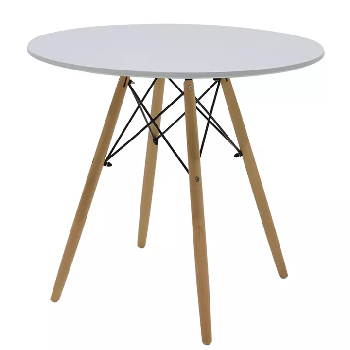 Τραπεζαρία με Καρέκλες Julita λευκό και Τραπέζι Julita λευκό Φ80x73εκ  Σετ 3τεμ