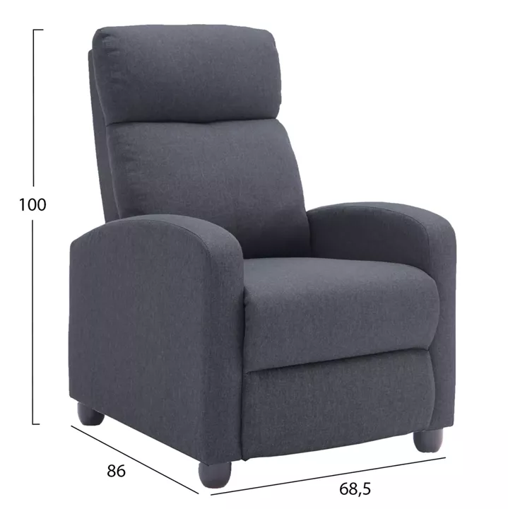 ARMCHAIR WITH PUSH-BACK RELAX MECHANISM DROSEN HM3299.01 GREY FABRIC 68.5x86x100Hcm.
