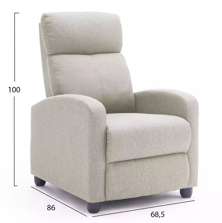 ARMCHAIR WITH PUSH-BACK RELAX MECHANISM DROSEN HM3299.03 BEIGE FABRIC 68.5x86x100Hcm.