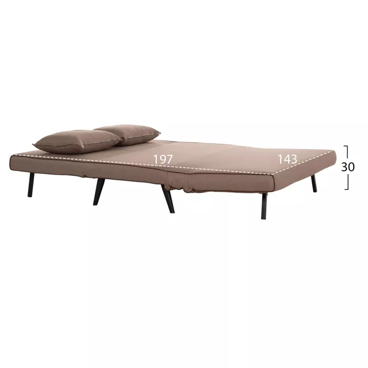 SOFABED FOR 2 PEOPLE ASMA HM3077.07 FABRIC IN DARK BEIGE 143x78x84Hcm.