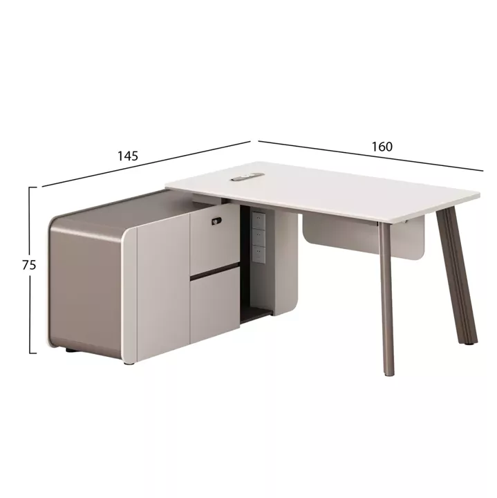 OFFICE DESK LEFT CORNER NEWLINE HM18272L MELAMINE IN CERAM WHITE-LIGHT BROWN 160x145x75Hcm.