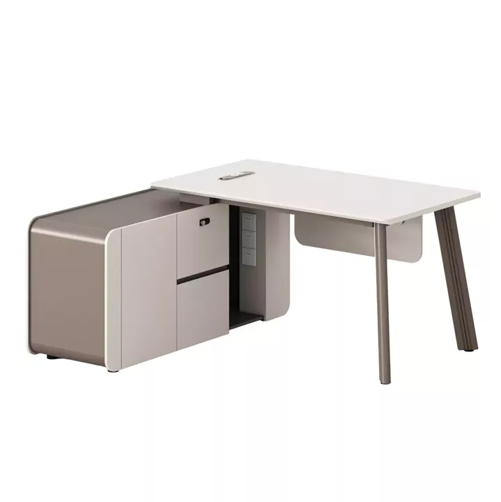 OFFICE DESK LEFT CORNER NEWLINE HM18272L MELAMINE IN CERAM WHITE-LIGHT BROWN 160x145x75Hcm.
