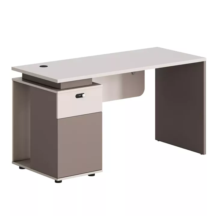 OFFICE DESK LEFT CABINET NEWLINE HM18274L MELAMINE IN CREAM WHITE-LIGHT BROWN 120x60x75Hcm.