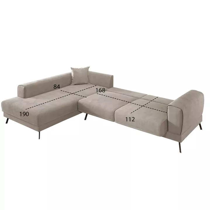 CORNER SOFABED (LEFT) ZENORA HM3337.03L BEIGE FABRIC 304x212x80Hcm