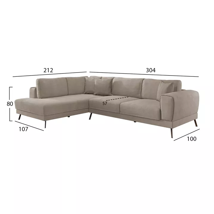 CORNER SOFABED (LEFT) ZENORA HM3337.03L BEIGE FABRIC 304x212x80Hcm