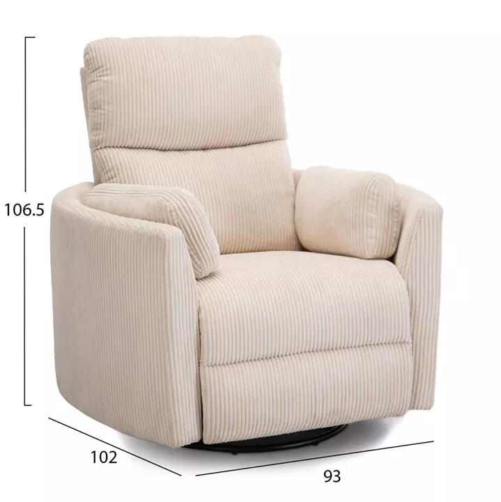 ARMCHAIR RELAX/BREASTFEEDING VELMORA HM3300.03 BEIGE STRIPED FABRIC 93x102x106.5Hcm.