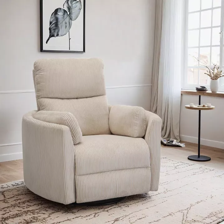 ARMCHAIR RELAX/BREASTFEEDING VELMORA HM3300.03 BEIGE STRIPED FABRIC 93x102x106.5Hcm.