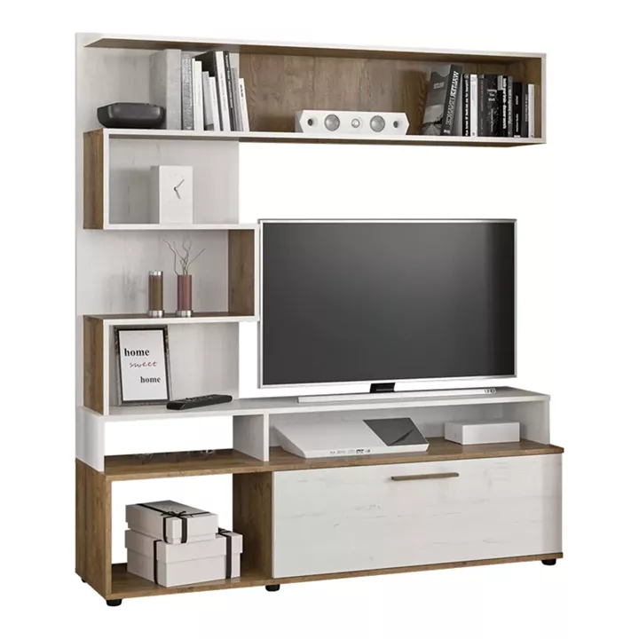 Σύνθετο σαλονιού Jasper pakoworld καρυδί-αντικέ λευκό 151.5x37.5x169.5εκ