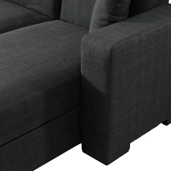 Γωνιακός καναπές-κρεβάτι αναστρέψιμος Dumma pakoworld ύφασμα ανθρακί 226x148x86εκ