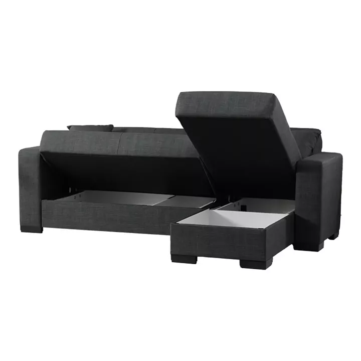 Γωνιακός καναπές-κρεβάτι αναστρέψιμος Dumma pakoworld ύφασμα ανθρακί 226x148x86εκ
