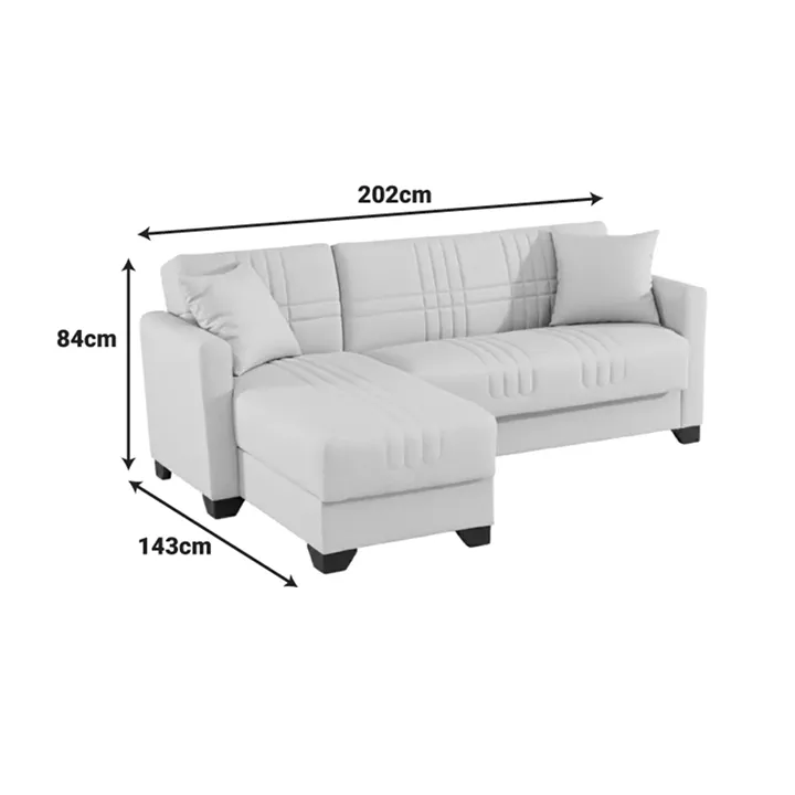 Γωνιακός καναπές-κρεβάτι αναστρέψιμος Stashio pakoworld ύφασμα ανθρακί 202x143x84εκ