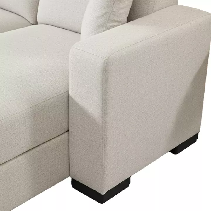 Γωνιακός καναπές-κρεβάτι αναστρέψιμος Dumma pakoworld ύφασμα κρεμ 226x148x86εκ