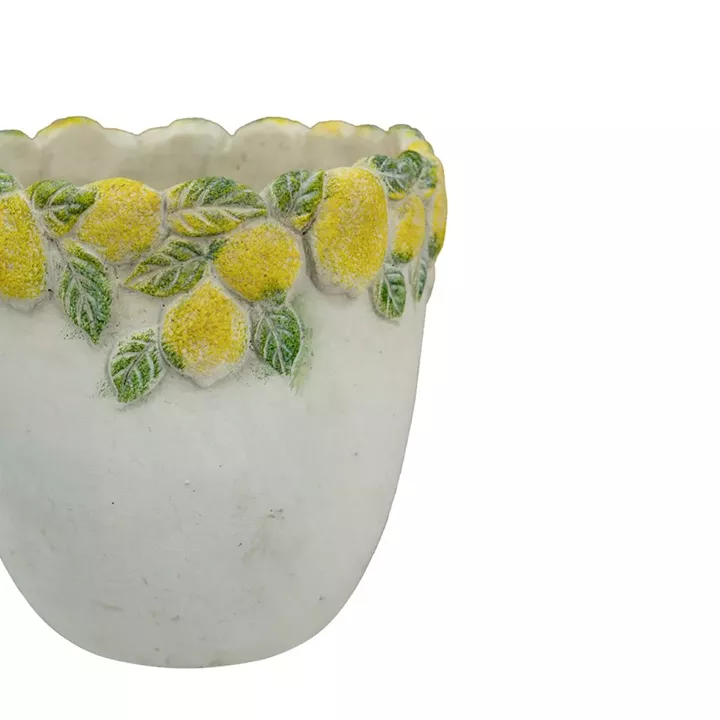 Artekko Lemon Εκρού Τσιμεντένιο Βάζο με Λεμόνια (19.5x19.5x19)cm