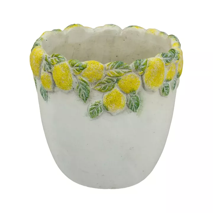 Artekko Lemon Εκρού Τσιμεντένιο Βάζο με Λεμόνια (19.5x19.5x19)cm
