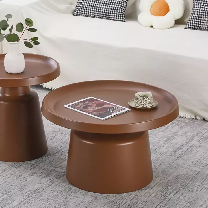 Τραπέζι σαλονιού Ginoze pakoworld μέταλλο σε καφέ απόχρωση Φ70x42,5εκ