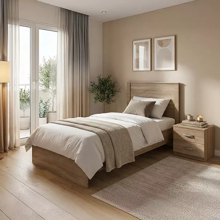 Σετ Κρεβατοκάμαρας Athos Sonoma με Κρεβάτι 90x190εκ Σετ 2τεμ