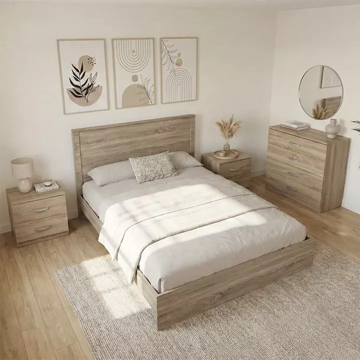 Σετ Κρεβατοκάμαρας Athos Sonoma με Κρεβάτι 140x200εκ Σετ 4τεμ