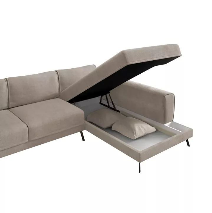 ΚΑΝΑΠΕΣ ΚΡΕΒΑΤΙ ΔΕΞΙΑ ΓΩΝΙΑ ZENORA HM3337.03R ΜΠΕΖ ΥΦΑΣΜΑ 304x212x80Υεκ