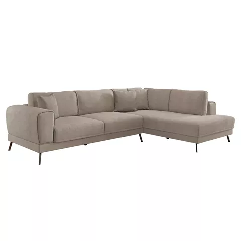 ΚΑΝΑΠΕΣ ΚΡΕΒΑΤΙ ΔΕΞΙΑ ΓΩΝΙΑ ZENORA HM3337.03R ΜΠΕΖ ΥΦΑΣΜΑ 304x212x80Υεκ