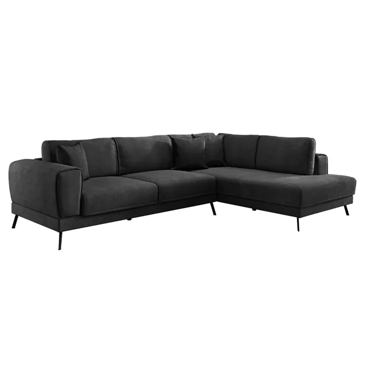 ΚΑΝΑΠΕΣ ΚΡΕΒΑΤΙ ΔΕΞΙΑ ΓΩΝΙΑ ZENORA HM3337.01R ΣΚΟΥΡΟ ΓΚΡΙ ΥΦΑΣΜΑ 304x212x80Υεκ