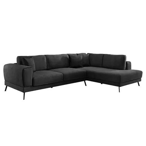 ΚΑΝΑΠΕΣ ΚΡΕΒΑΤΙ ΔΕΞΙΑ ΓΩΝΙΑ ZENORA HM3337.01R ΣΚΟΥΡΟ ΓΚΡΙ ΥΦΑΣΜΑ 304x212x80Υεκ