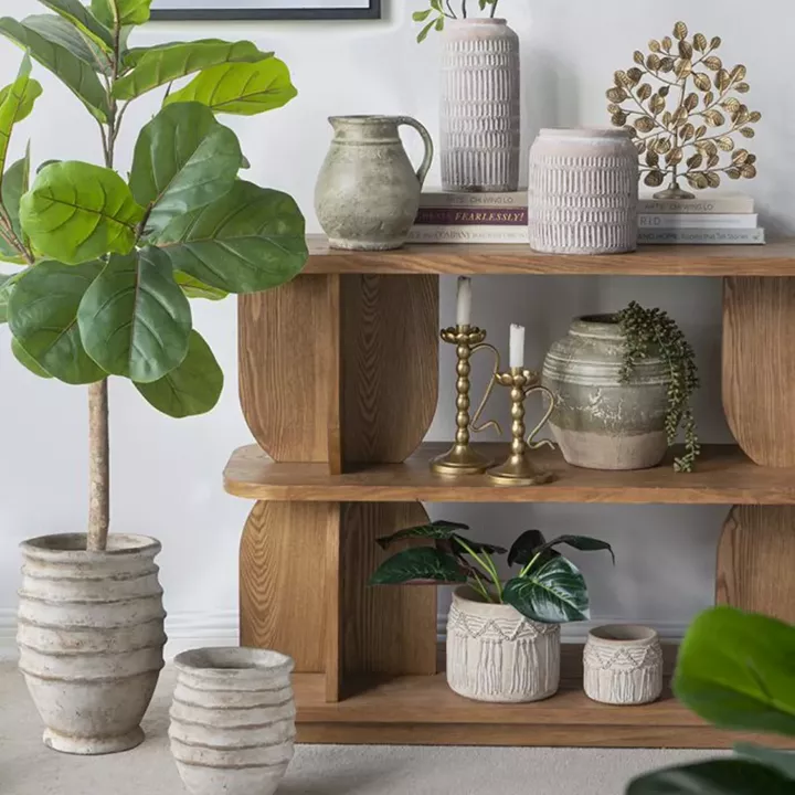 Artekko Antique Βάζο από Τερακότα σε Πράσινη με Μπεζ Αποχρώση (26x26x25)cm