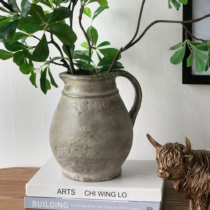 Artekko Antique Βάζο από Τερακότα σε Πράσινη με Μπεζ Αποχρώση (25x25x22.5)cm