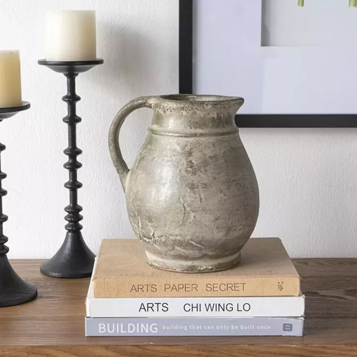 Artekko Antique Βάζο από Τερακότα σε Πράσινη με Μπεζ Αποχρώση (25x25x22.5)cm