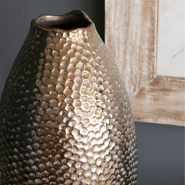 Artekko Lidded Μπρονζέ Κεραμικό Βάζο (18x18x32)cm