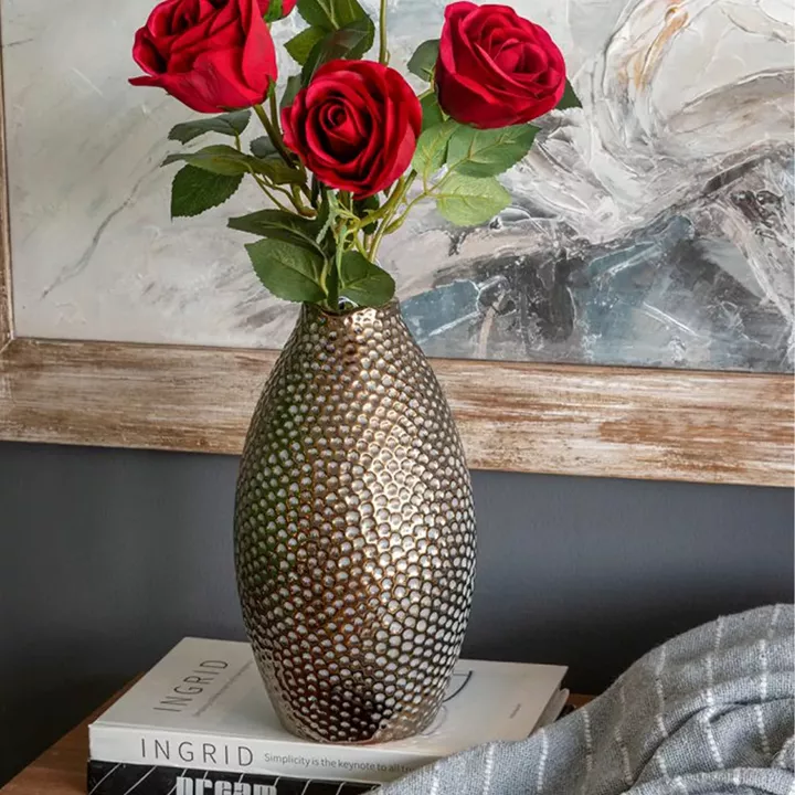 Artekko Lidded Μπρονζέ Κεραμικό Βάζο (13.5x13.5x28)cm