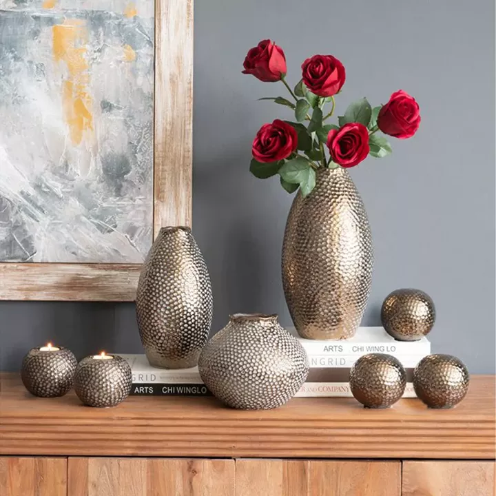 Artekko Lidded Μπρονζέ Κεραμικά Κηροπήγια (11x11x9)cm 2pcs