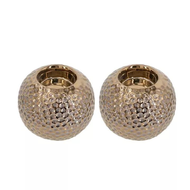 Artekko Lidded Μπρονζέ Κεραμικά Κηροπήγια (11x11x9)cm 2pcs