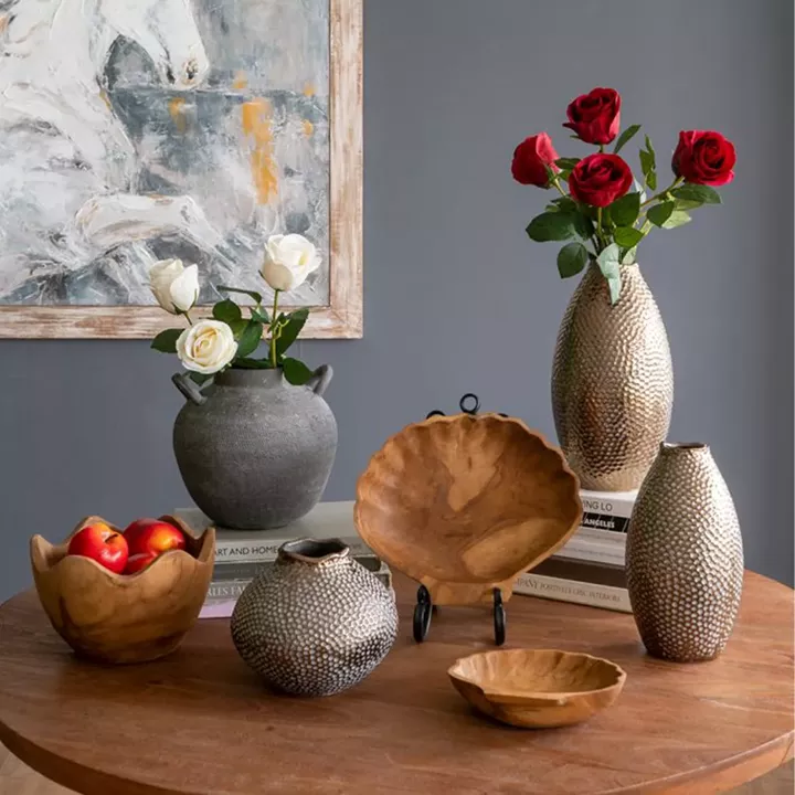 Artekko Lidded Μπρονζέ Κεραμικές Διακοσμητικές Σφαίρες (10x10x9)cm 3pcs