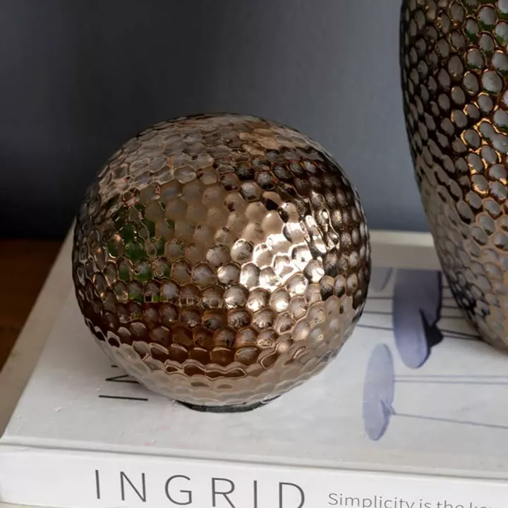 Artekko Lidded Μπρονζέ Κεραμικές Διακοσμητικές Σφαίρες (10x10x9)cm 3pcs