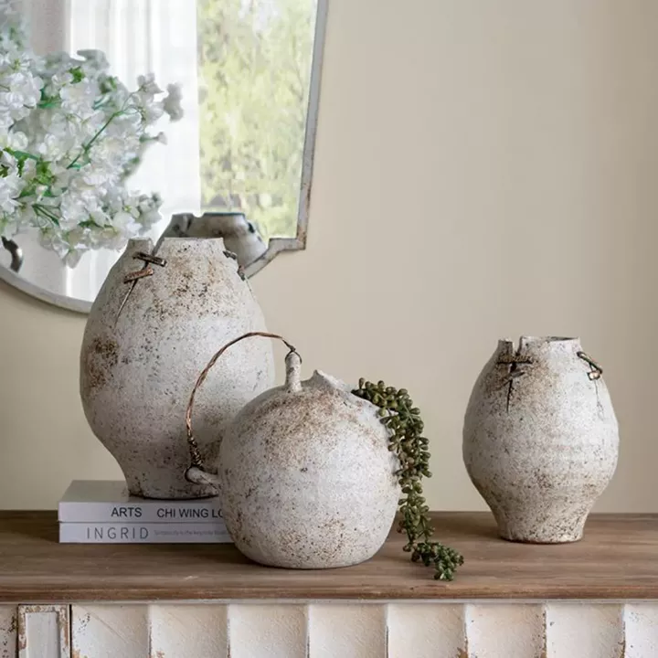 Artekko Antique Κεραμικό Βάζο σε Μπεζ Αποχρώση (19x19x24)cm