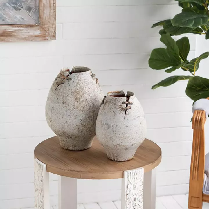 Artekko Antique Κεραμικό Βάζο σε Μπεζ Αποχρώση (19x19x24)cm