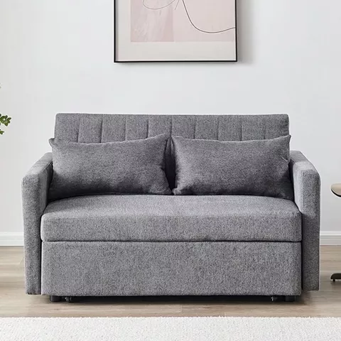 TEMPO-W Καναπές - Κρεβάτι, Με ανάκλιση πλάτης, Ύφασμα Γκρι