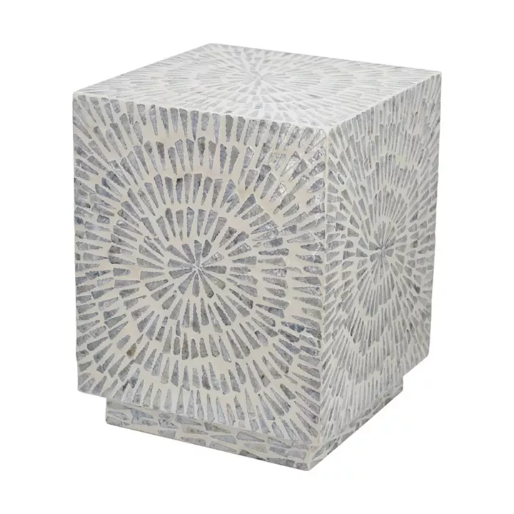 Artekko Ivory Τραπέζι Βοηθητικό Σκαμπό MDF Capiz Μπεζ (35x35x45)cm