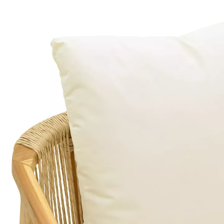 Πολυθρόνα Cuerda pakoworld σκελετός teak ξύλο με pe σχοινί σε φυσική απόχρωση 55x60x80εκ