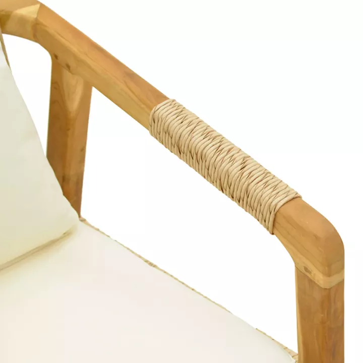 Πολυθρόνα Cuerda pakoworld σκελετός teak ξύλο με pe σχοινί σε φυσική απόχρωση 55x60x80εκ