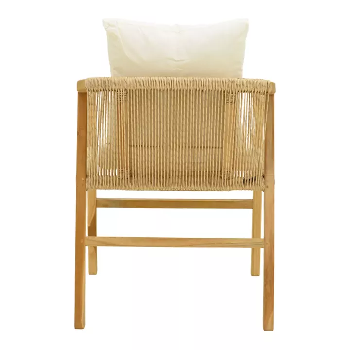 Πολυθρόνα Cuerda pakoworld σκελετός teak ξύλο με pe σχοινί σε φυσική απόχρωση 55x60x80εκ