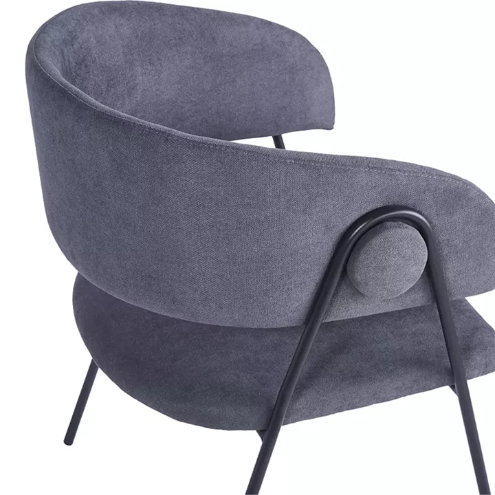 Πολυθρόνα Rachele I pakoworld ανθρακί ύφασμα-πόδι μαύρο μέταλλο 52x65x79εκ