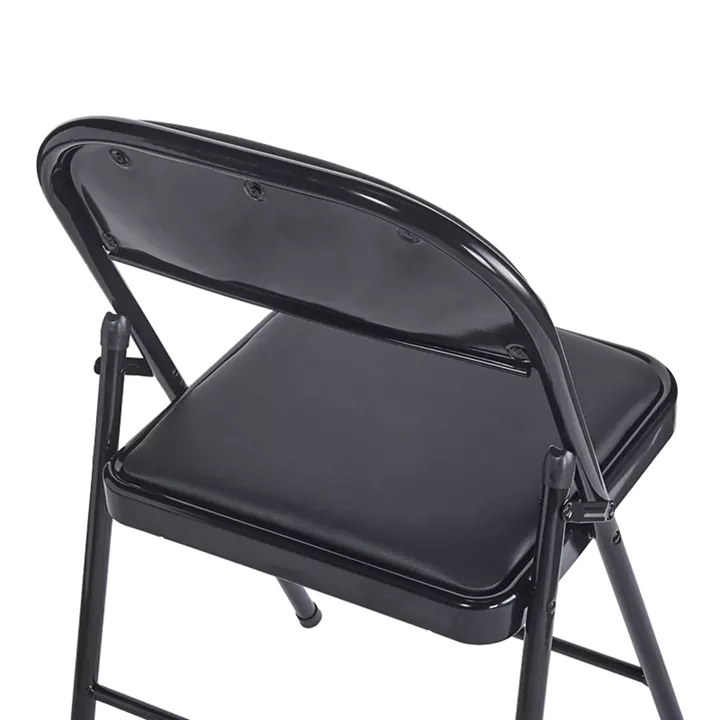 Καρέκλα Niro pakoworld πτυσσόμενη pu-μέταλλο σε μαύρη απόχρωση 46x46x79εκ