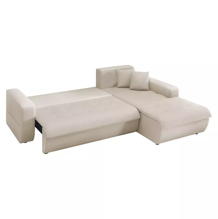 CORNER SOFABED RIGHT KANSO HM3338.03R BEIGE FABRIC 244x188x80Hcm.