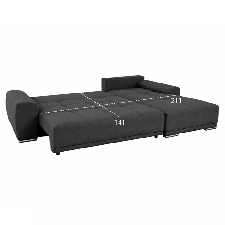 RIGHT CORNER SOFABED COMFYRA HM3336.01R GREY FABRIC 270x181x75Hcm.