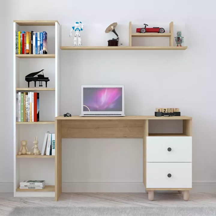 Σύνθεση γραφείου Kontor pakoworld sonoma-λευκό 160x50x162εκ