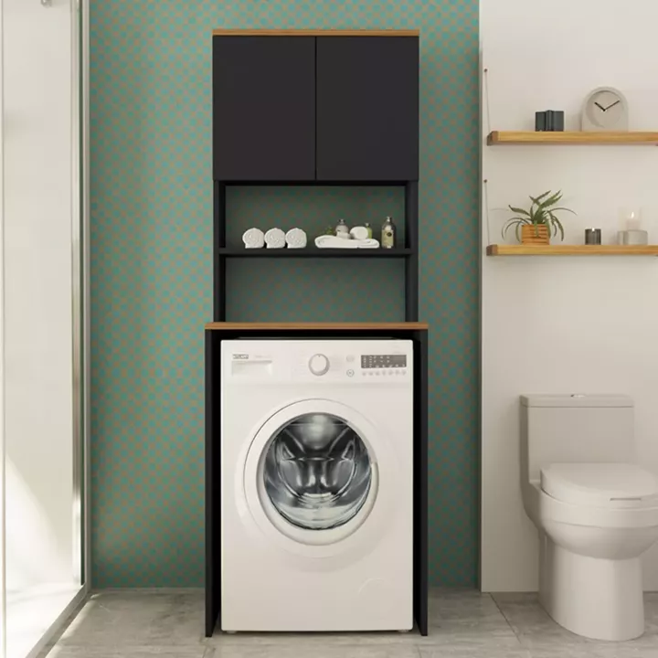 Έπιπλο πλυντηρίου Rano pakoworld ανθρακί-sonoma 65x60x184εκ