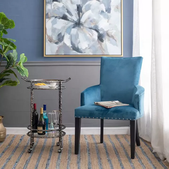 Artekko Cart Twig Ασημί Μεταλλικό Βοηθητικό Τρόλεϊ Μπαρ με 2 Επίπεδα (41x51x76)cm