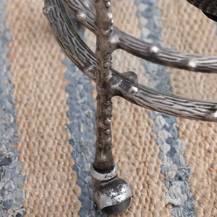 Artekko Cart Twig Ασημί Μεταλλικό Βοηθητικό Τρόλεϊ Μπαρ με 2 Επίπεδα (41x51x76)cm