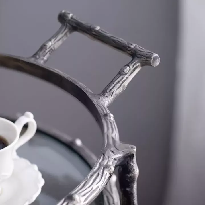 Artekko Cart Twig Ασημί Μεταλλικό Βοηθητικό Τρόλεϊ Μπαρ με 2 Επίπεδα (41x51x76)cm